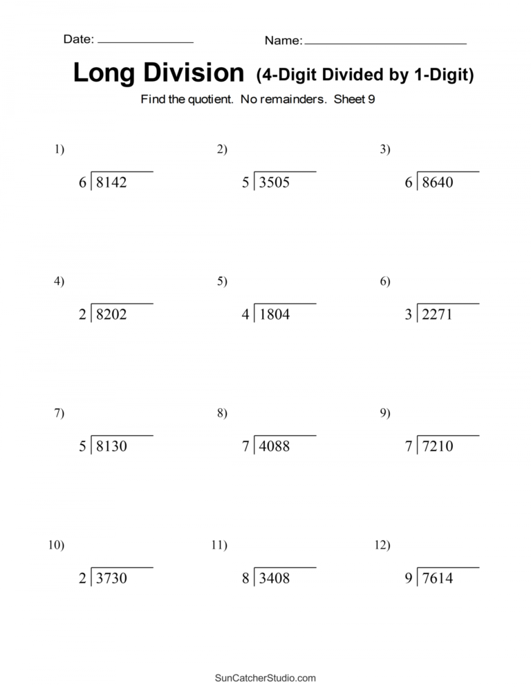 Free Division Worksheet Grade 5