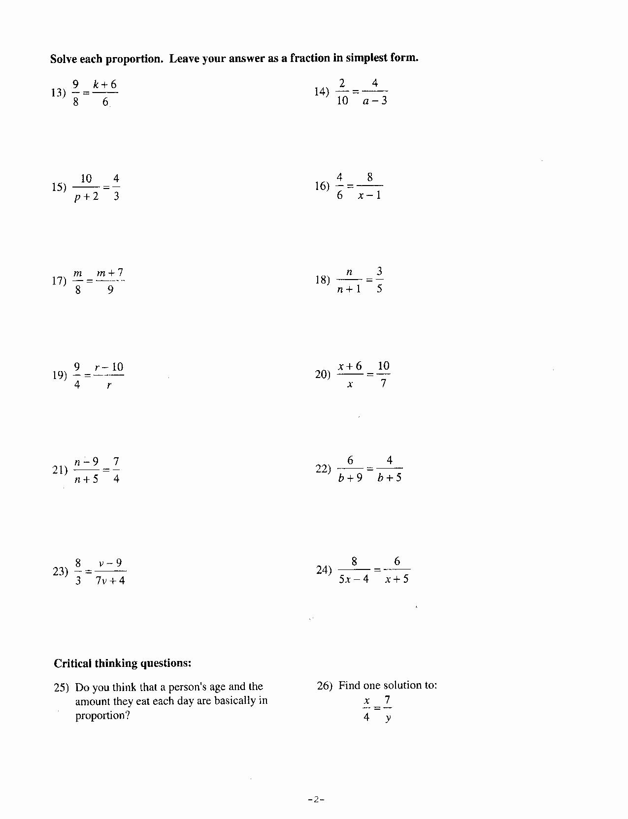 7Th Grade Ratios And Proportions Worksheets 1