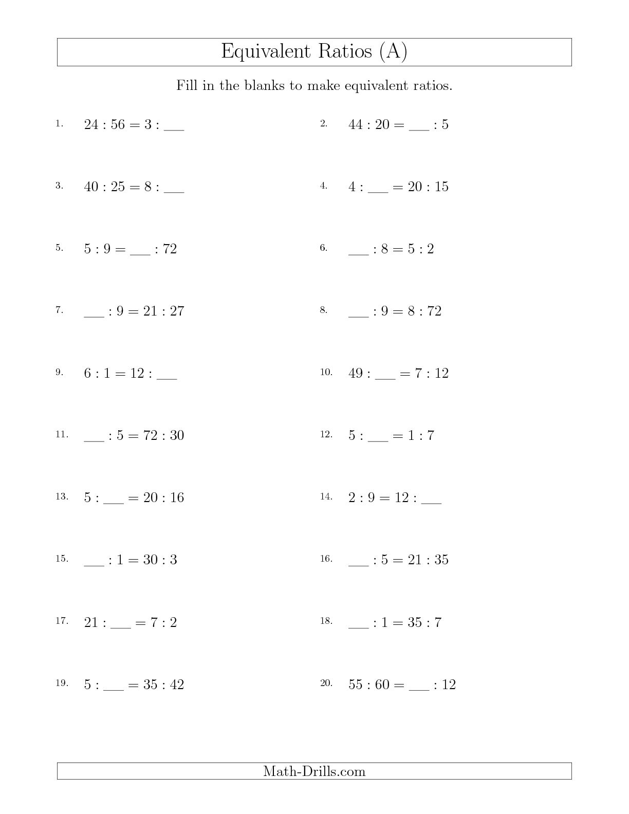 7Th Grade Ratios And Proportions Worksheets 13