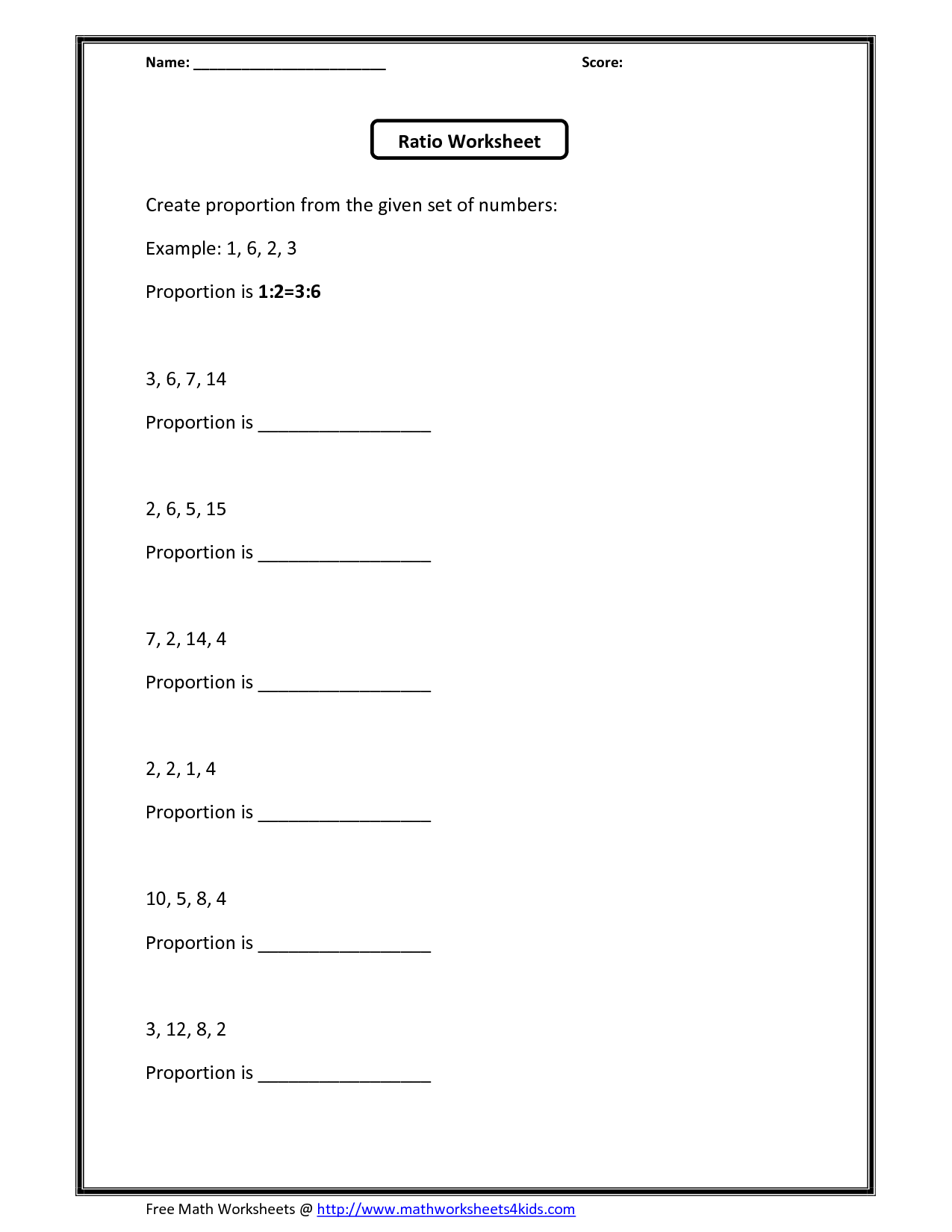 7Th Grade Ratios And Proportions Worksheets 14