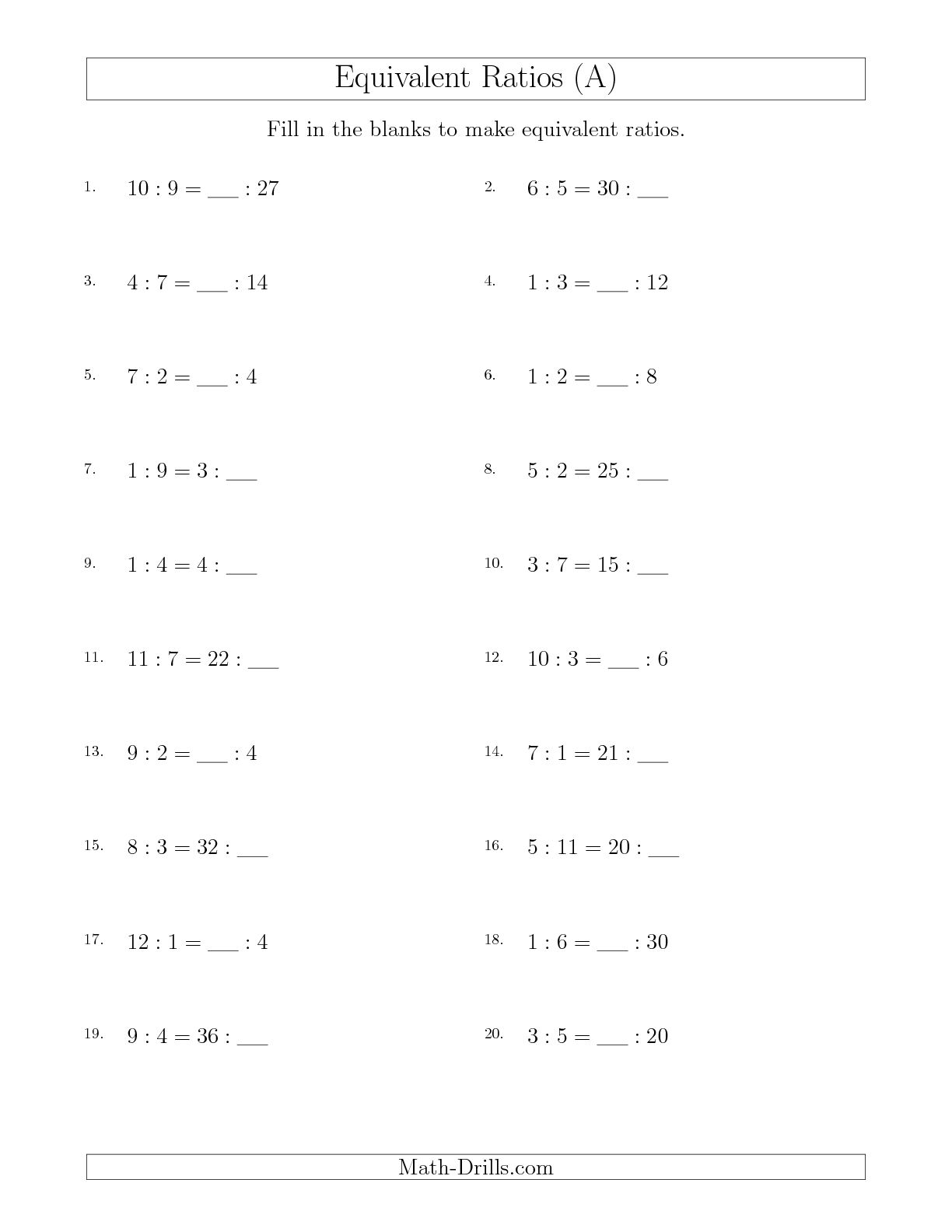 7Th Grade Ratios And Proportions Worksheets 2