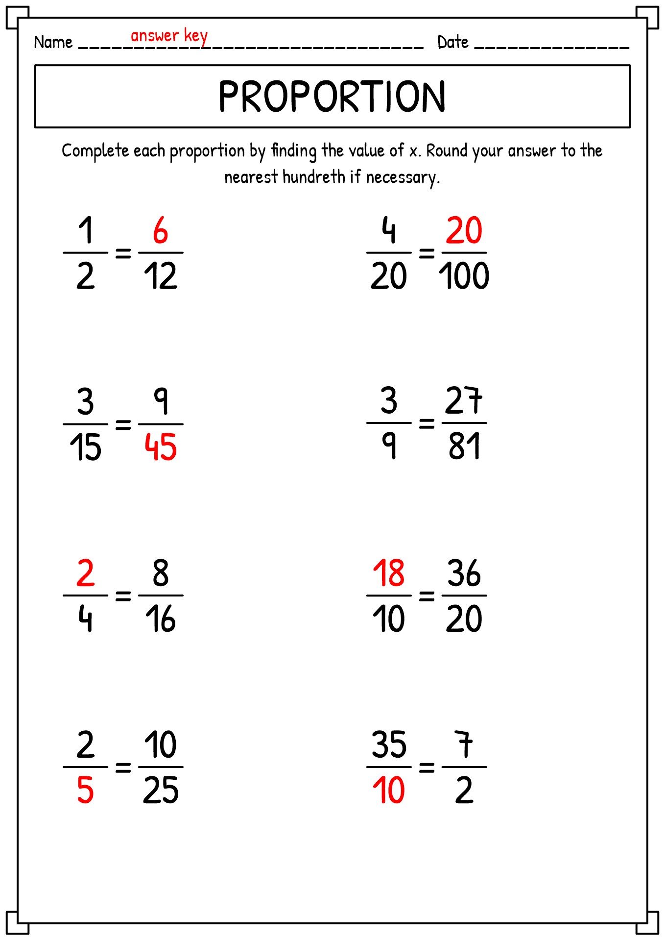 7Th Grade Ratios And Proportions Worksheets 25