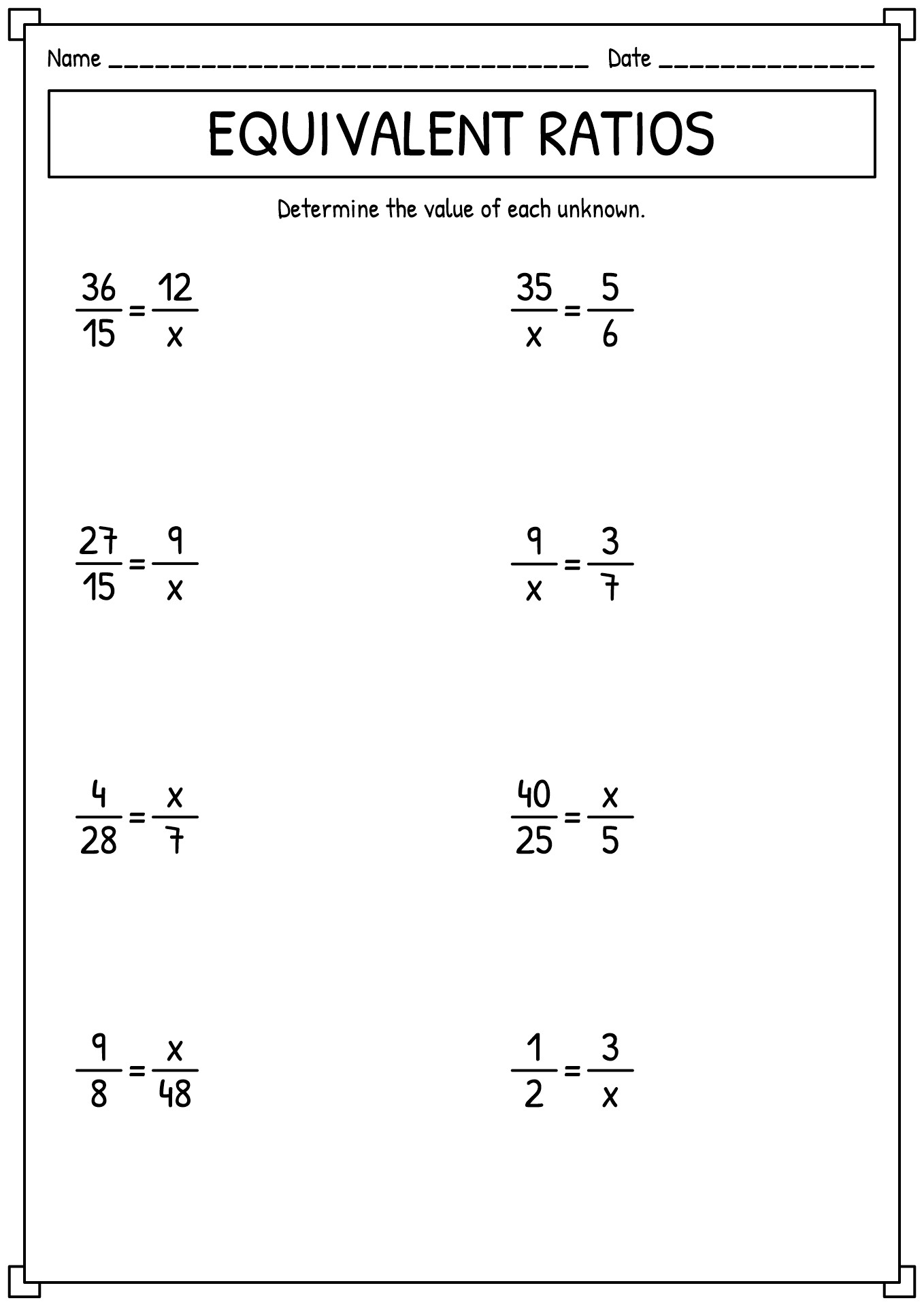 7Th Grade Ratios And Proportions Worksheets 31