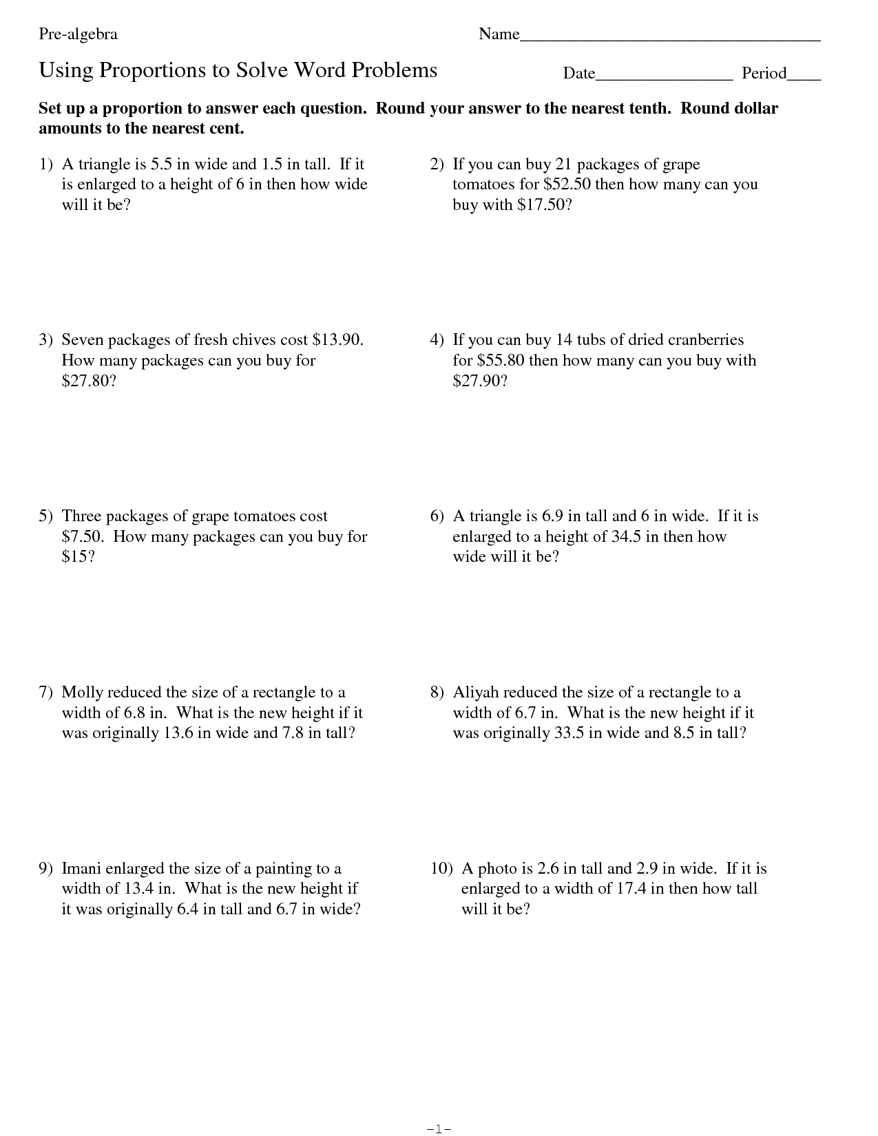 7Th Grade Ratios And Proportions Worksheets 47