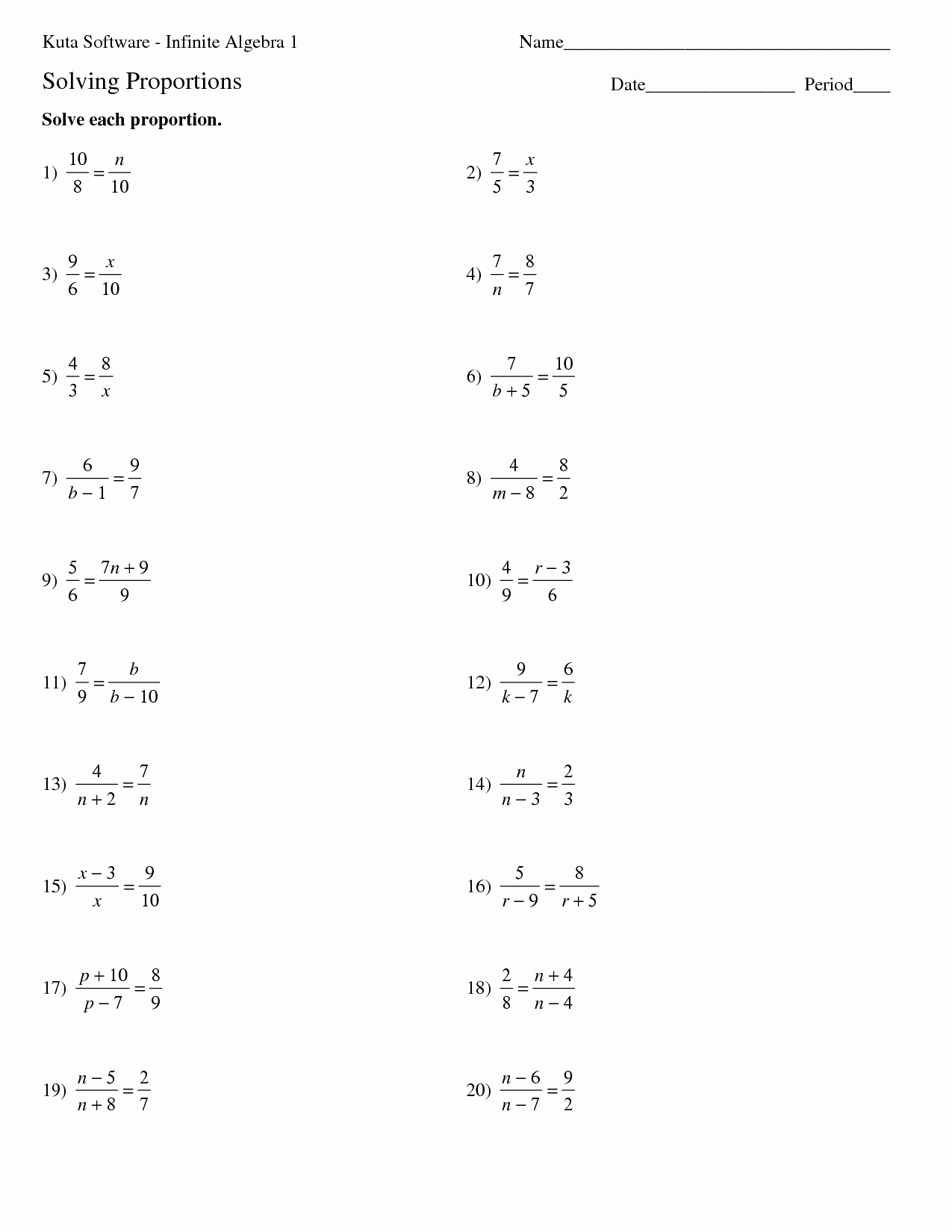 7Th Grade Ratios And Proportions Worksheets 8