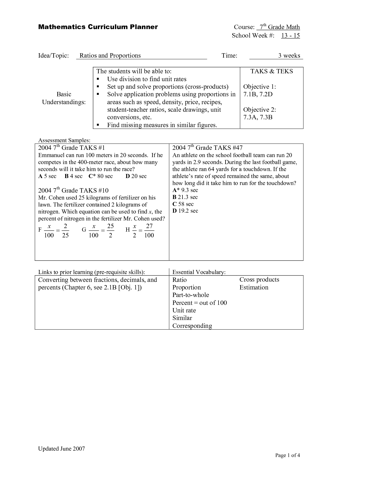 7Th Grade Ratios And Proportions Worksheets 9