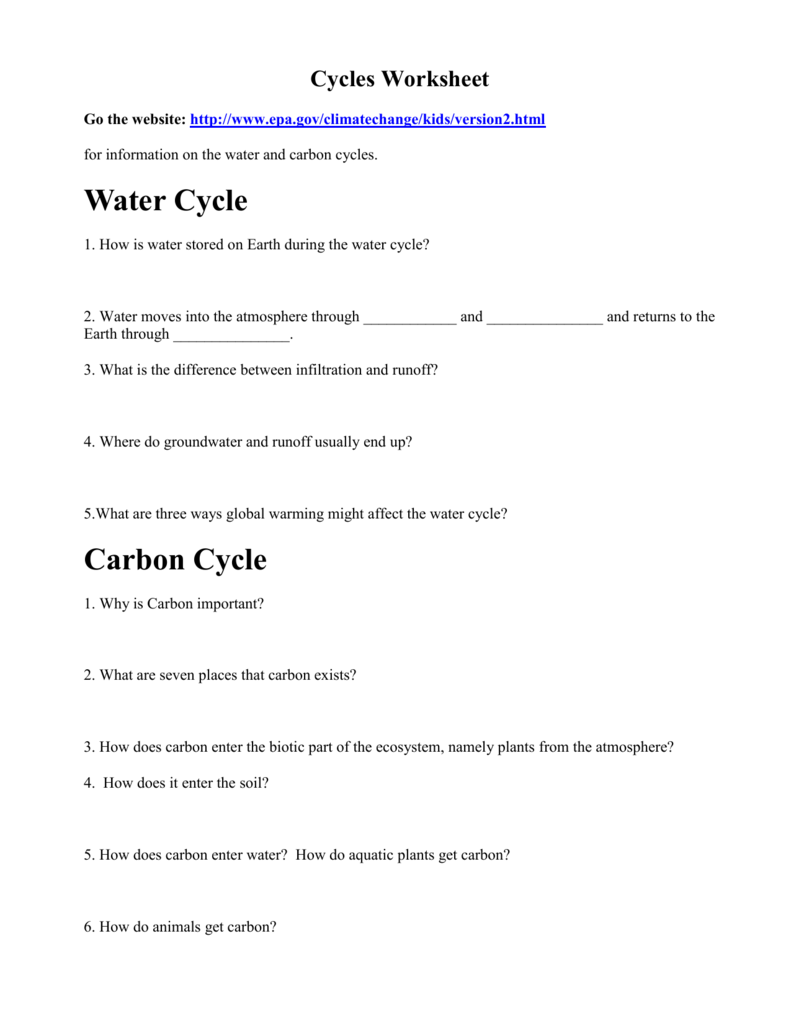 Biogeochemical Cycles Review Worksheet 29