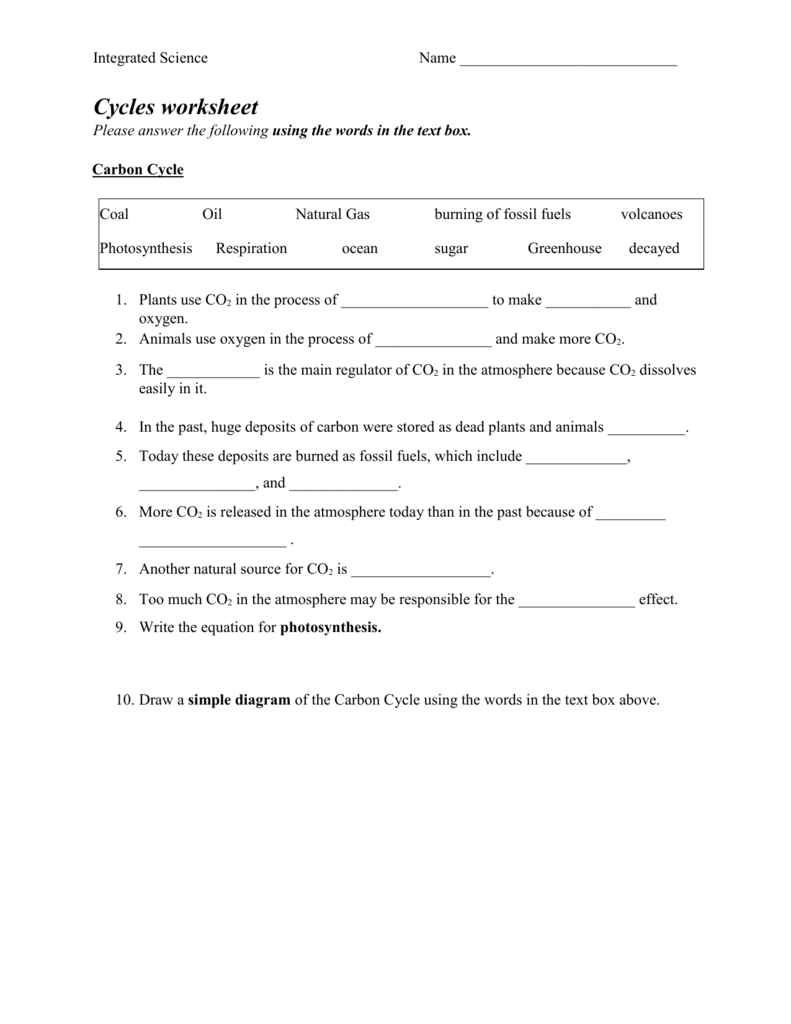 Biogeochemical Cycles Review Worksheet 33