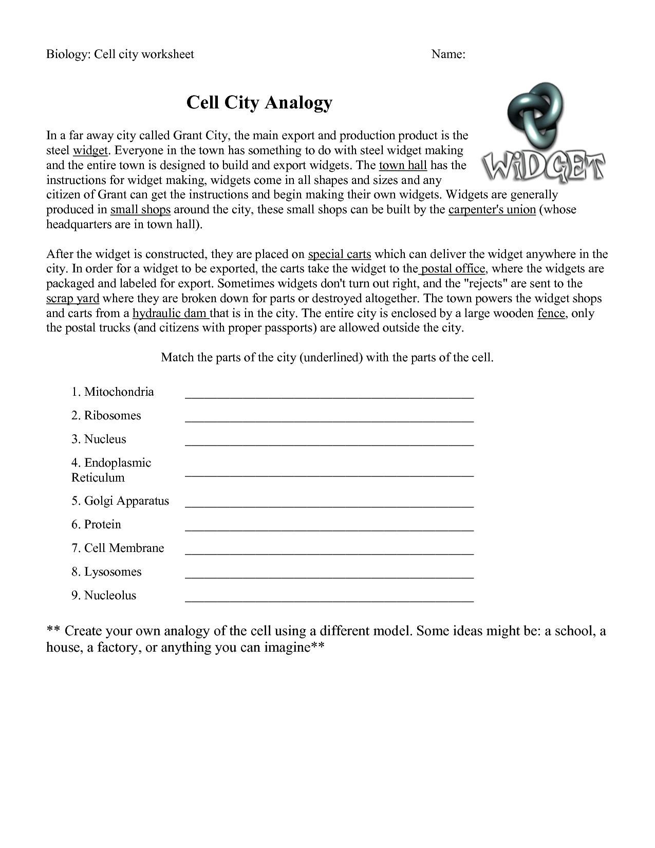 Cell City Worksheet Answers 11