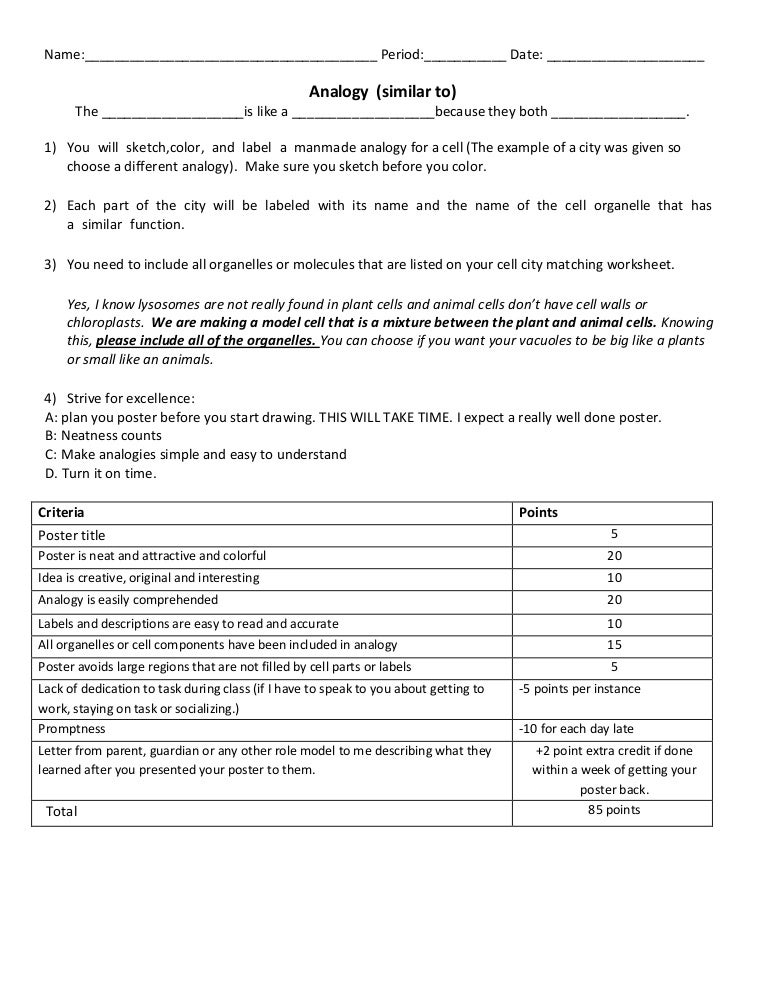 Cell City Worksheet Answers 32