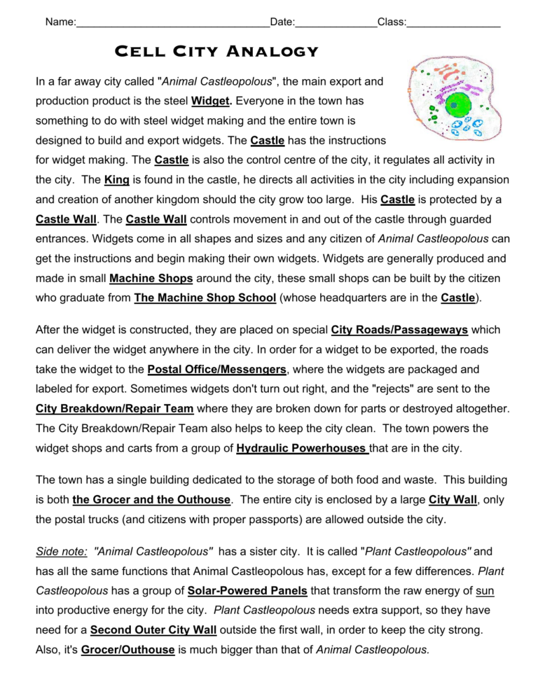 Cell City Worksheet Answers 43