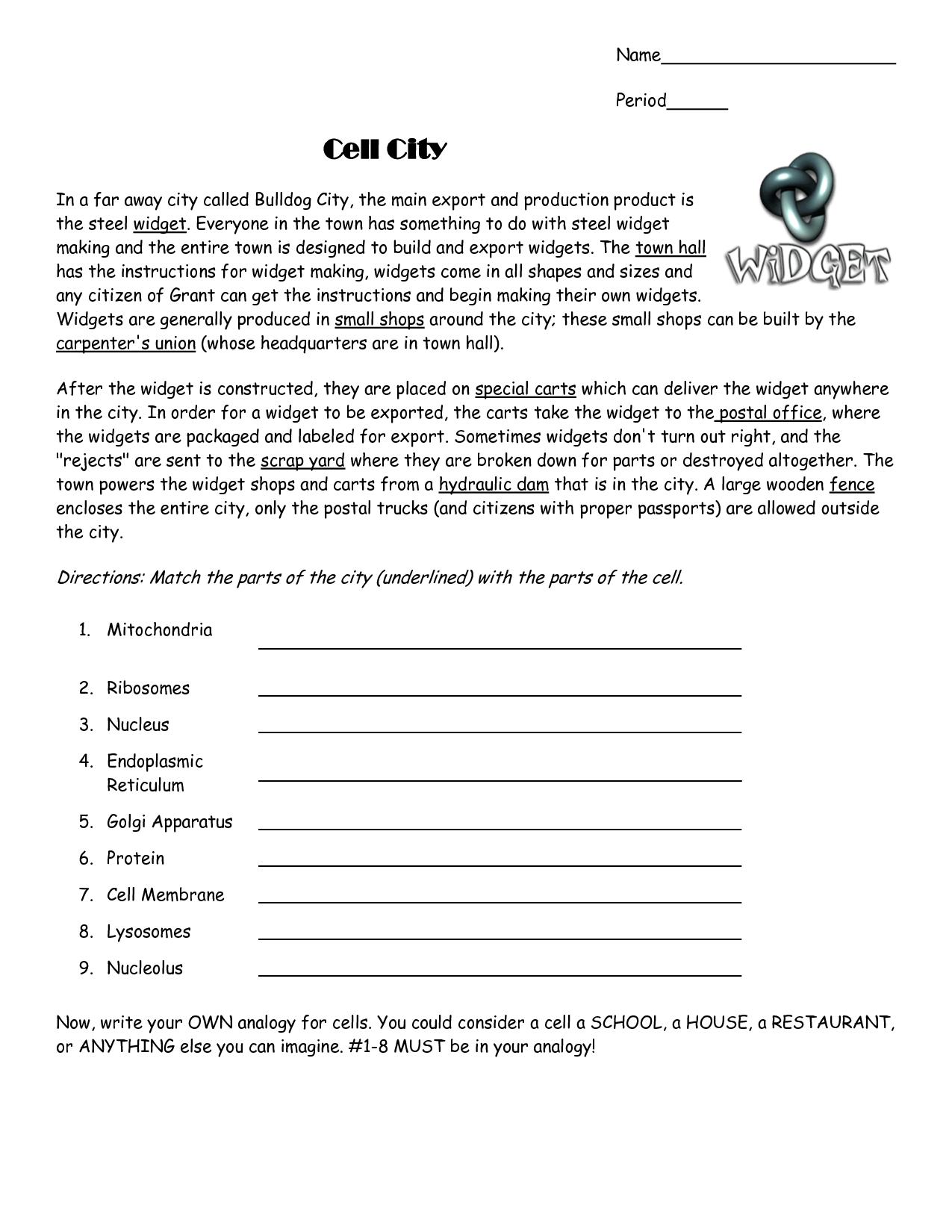 Cell City Worksheet Answers 6