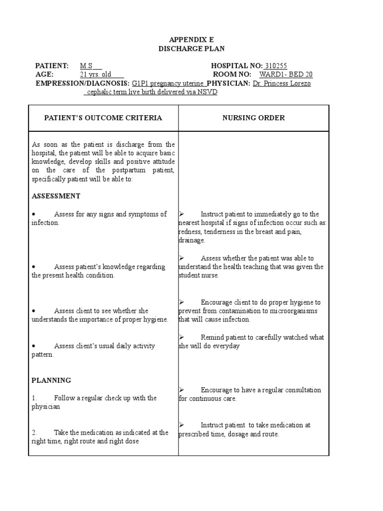 Cms Discharge Planning Worksheet 30