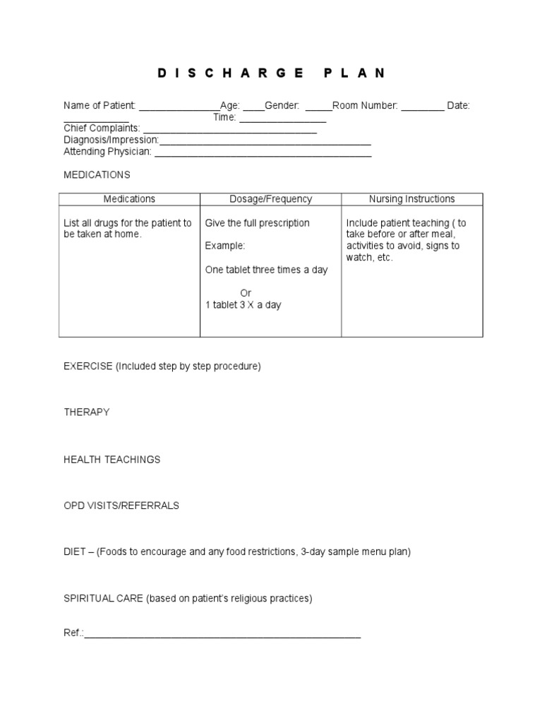 Cms Discharge Planning Worksheet 33