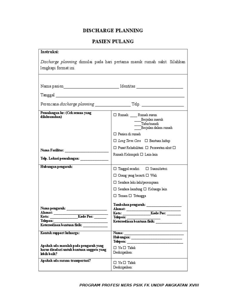 Cms Discharge Planning Worksheet 9