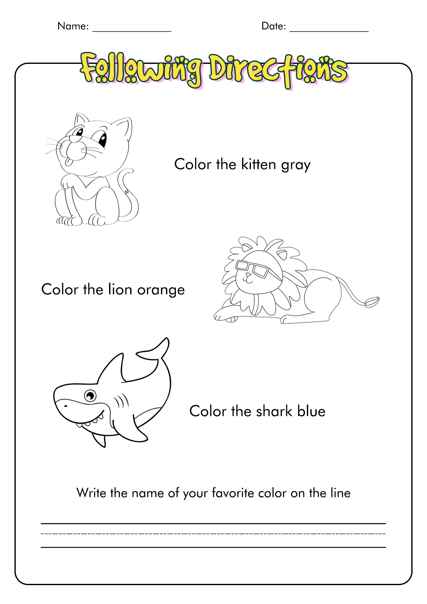 Follow Directions Trick Worksheet 11