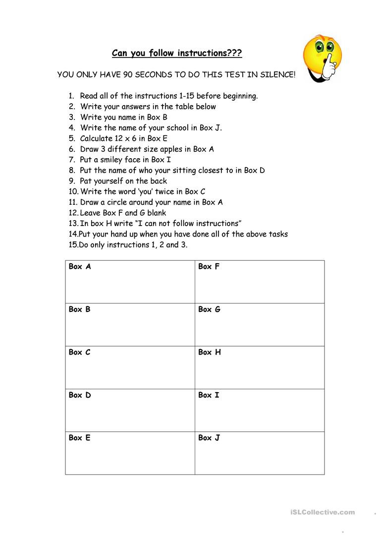 Follow Directions Trick Worksheet 23