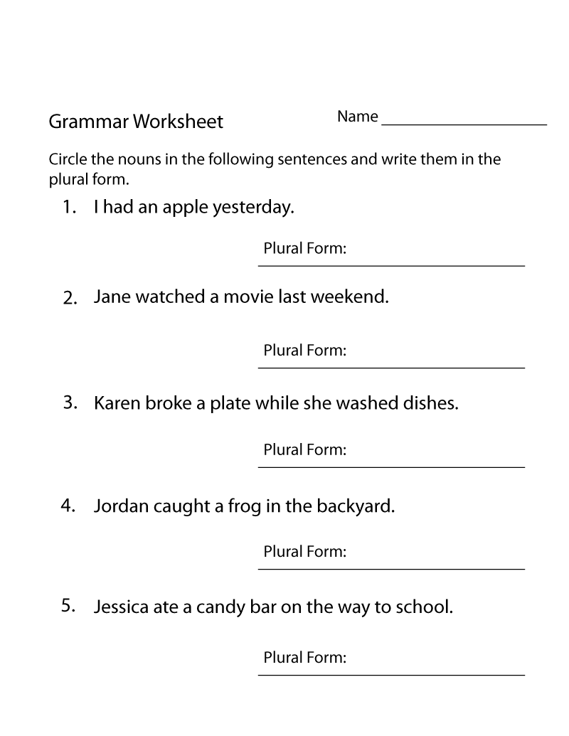 Free English Worksheets For Year 4 10