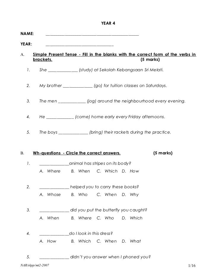 Free English Worksheets For Year 4 39