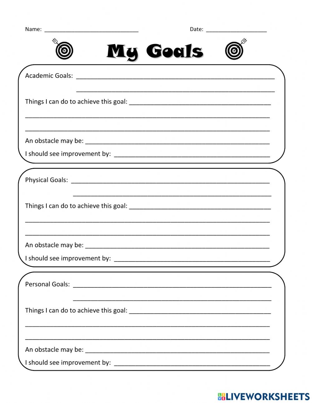 Goals For The School Year Worksheet 11