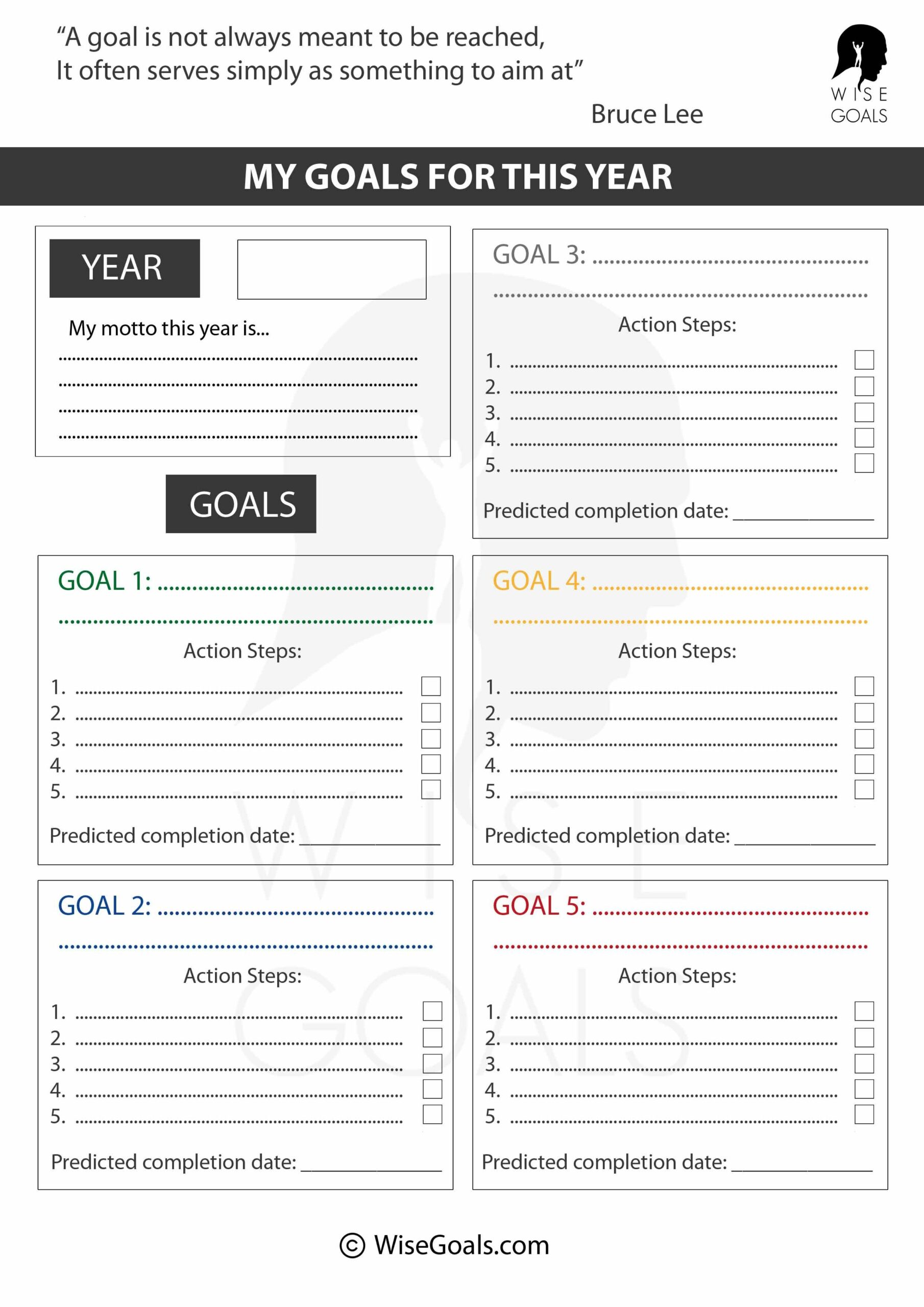 Goals For The School Year Worksheet 12