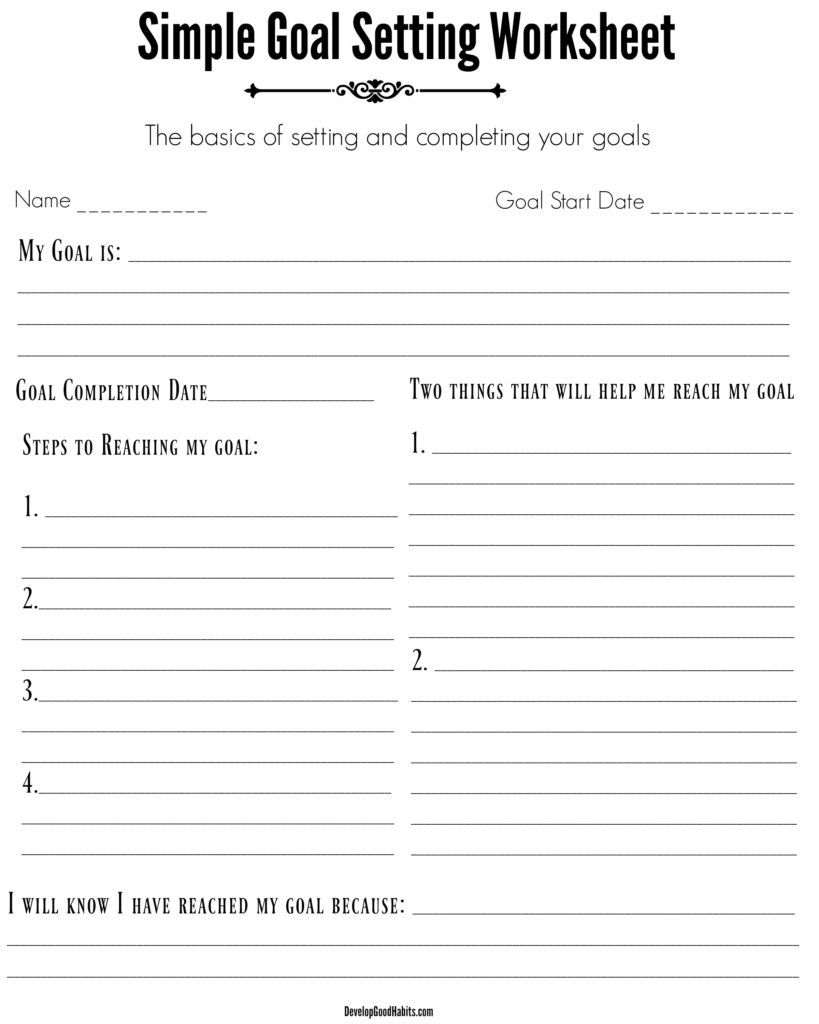 Goals For The School Year Worksheet 44