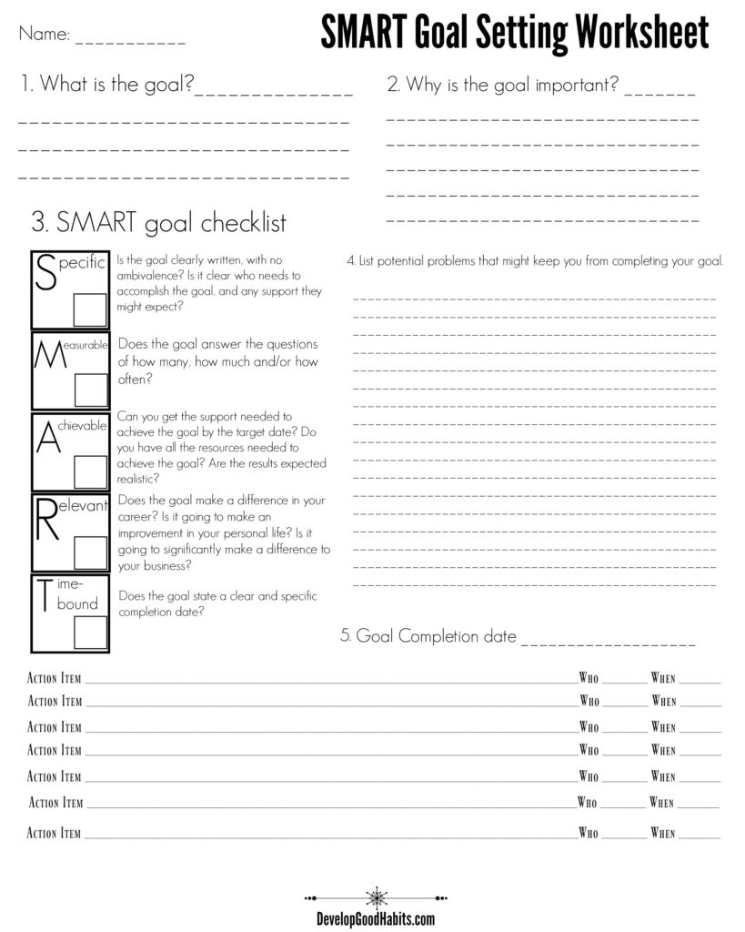 Goals For The School Year Worksheet 5