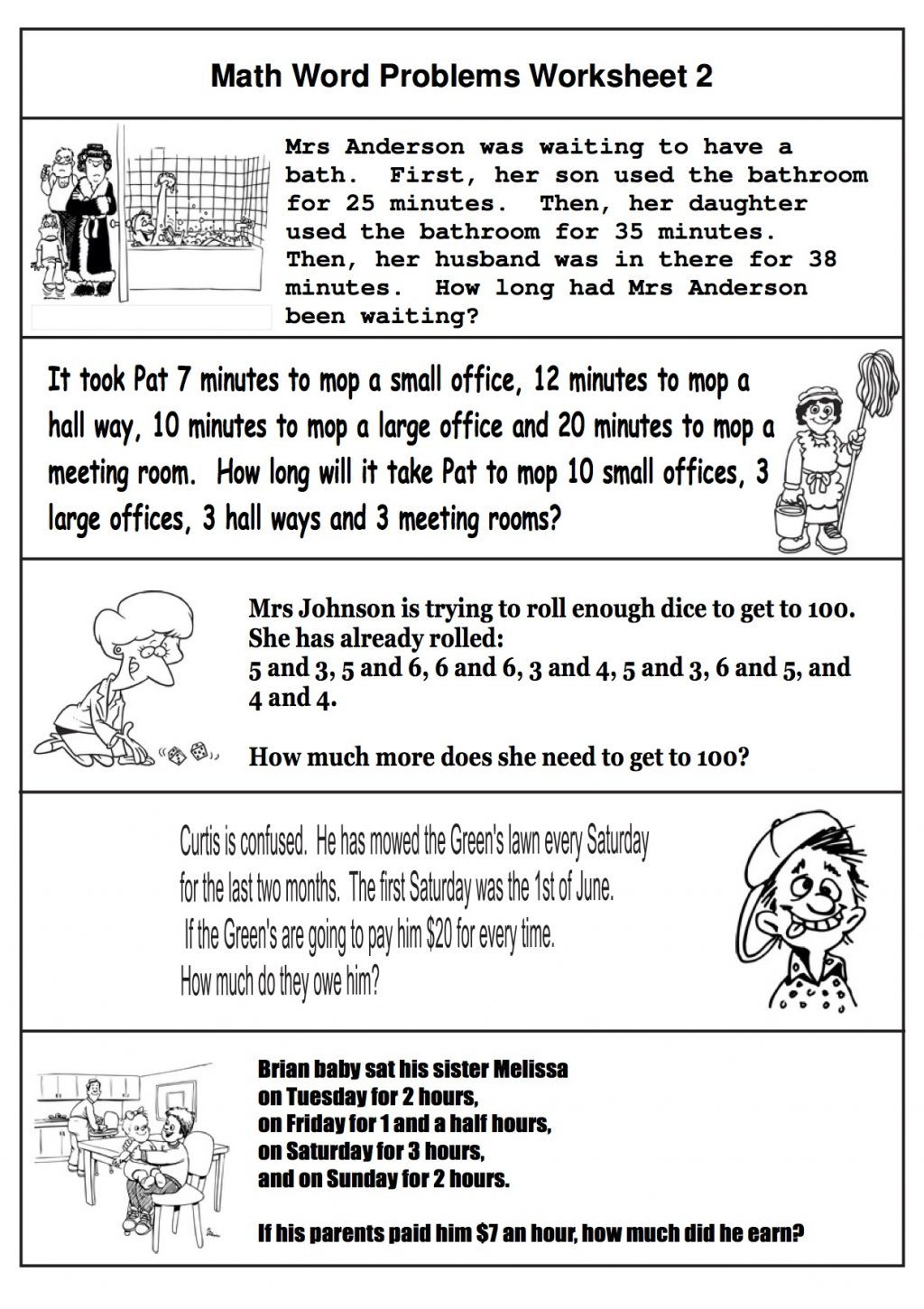 Math Worksheets Grade 2 Word Problems 1