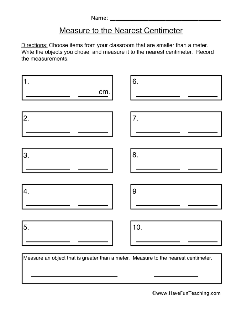 Meter To Centimeter Worksheet 14