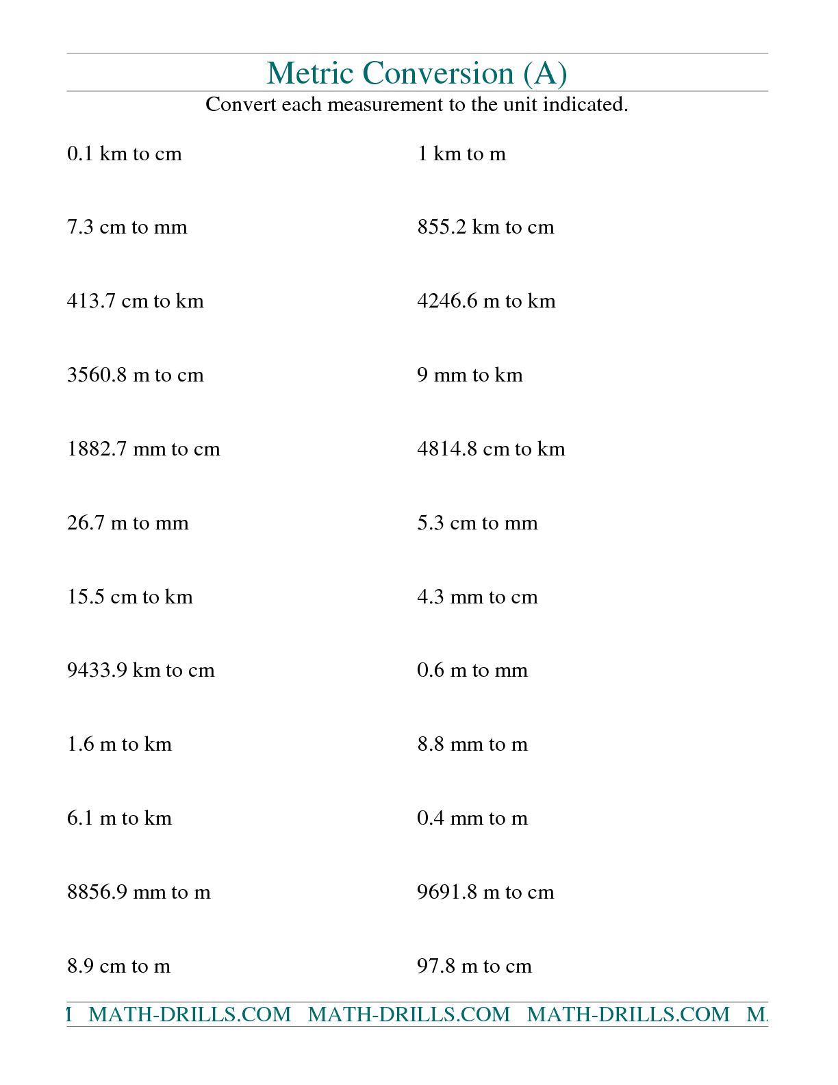 Meter To Centimeter Worksheet 17