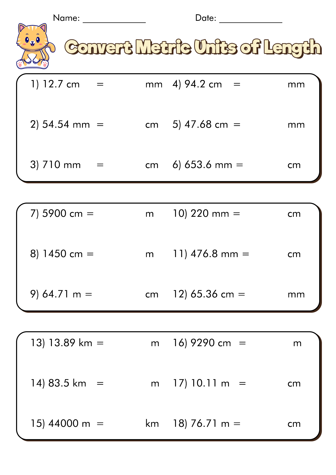 Meter To Centimeter Worksheet 41