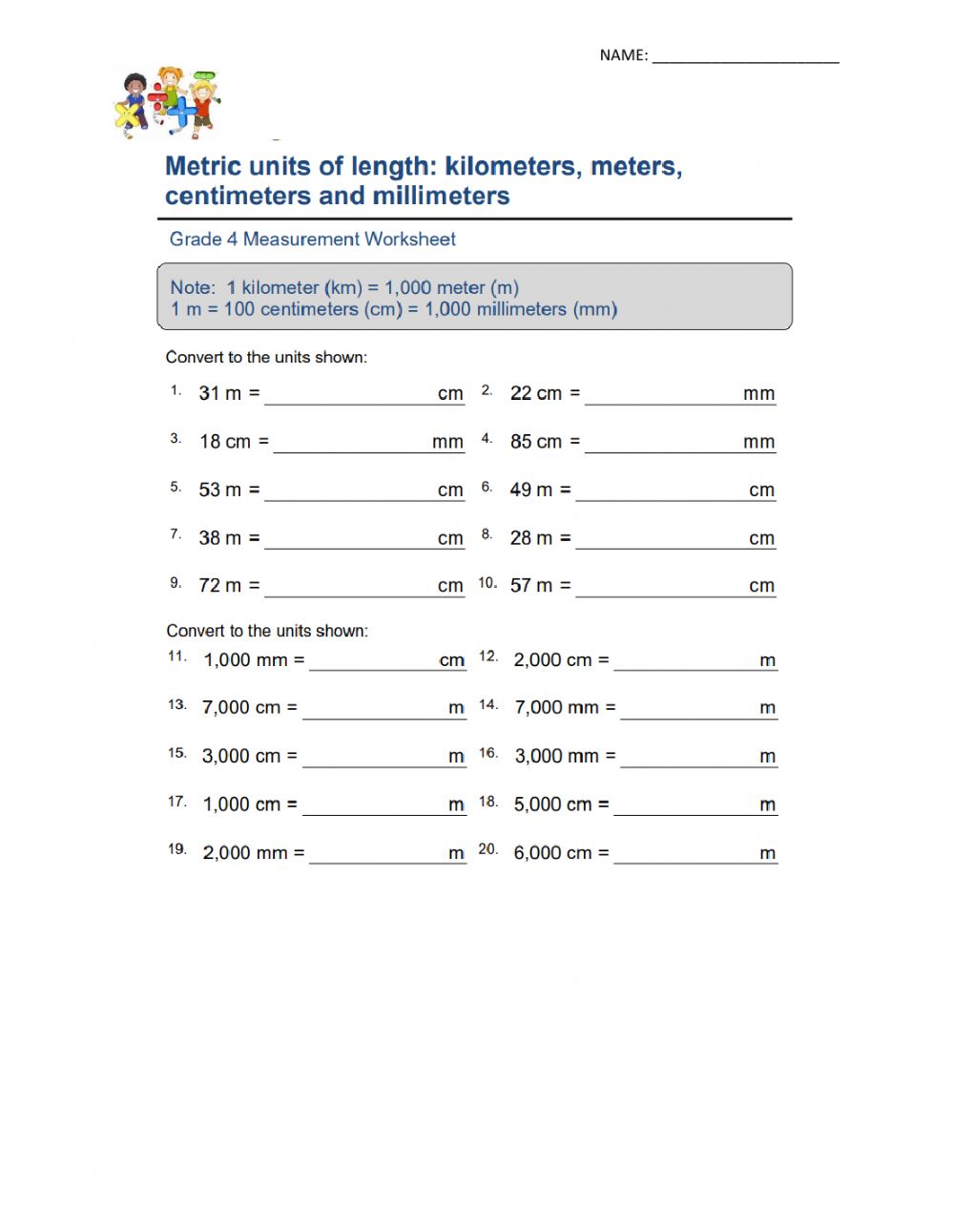 Meter To Centimeter Worksheet 46