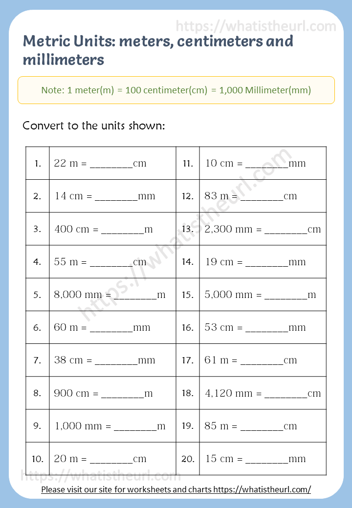 Meter To Centimeter Worksheet 47