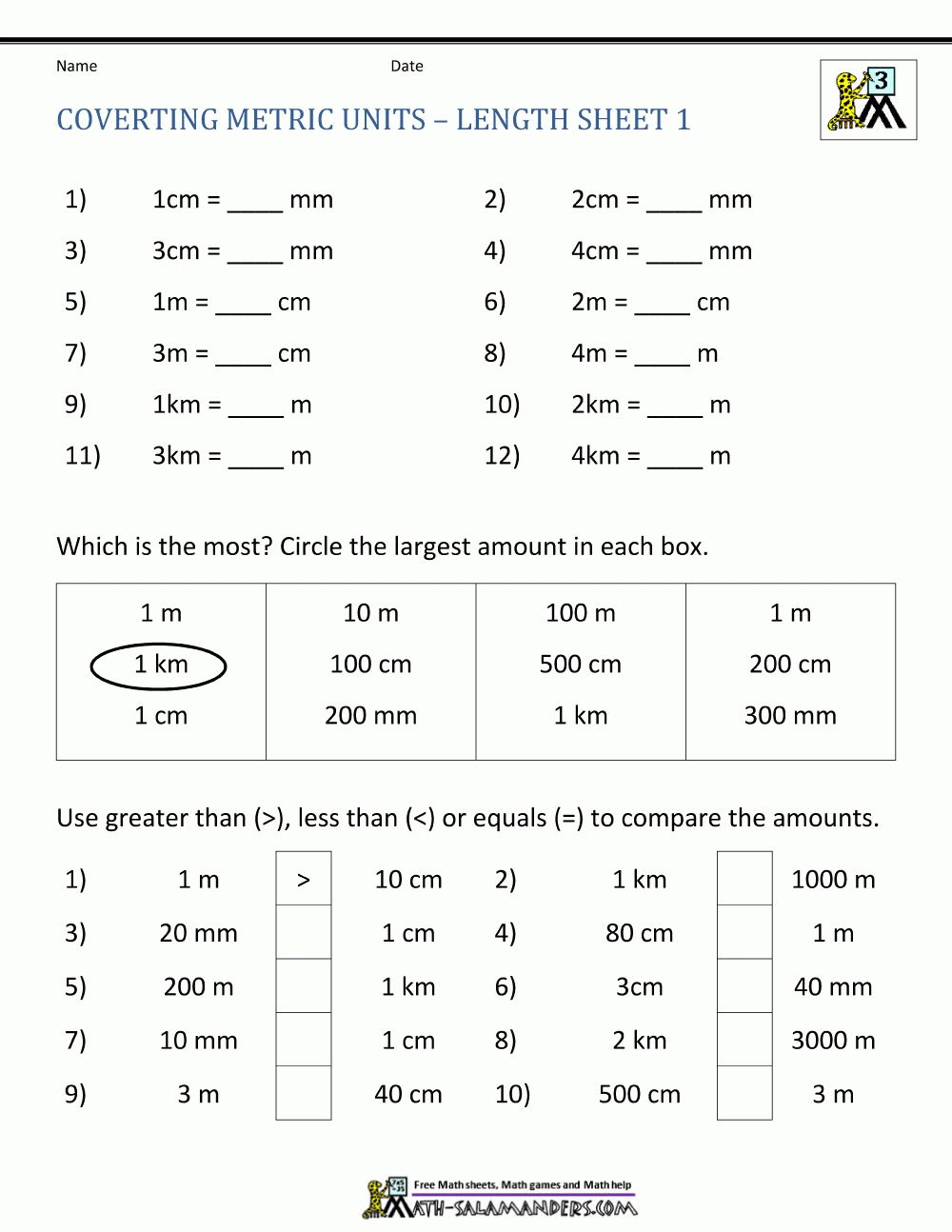 Meter To Centimeter Worksheet 6