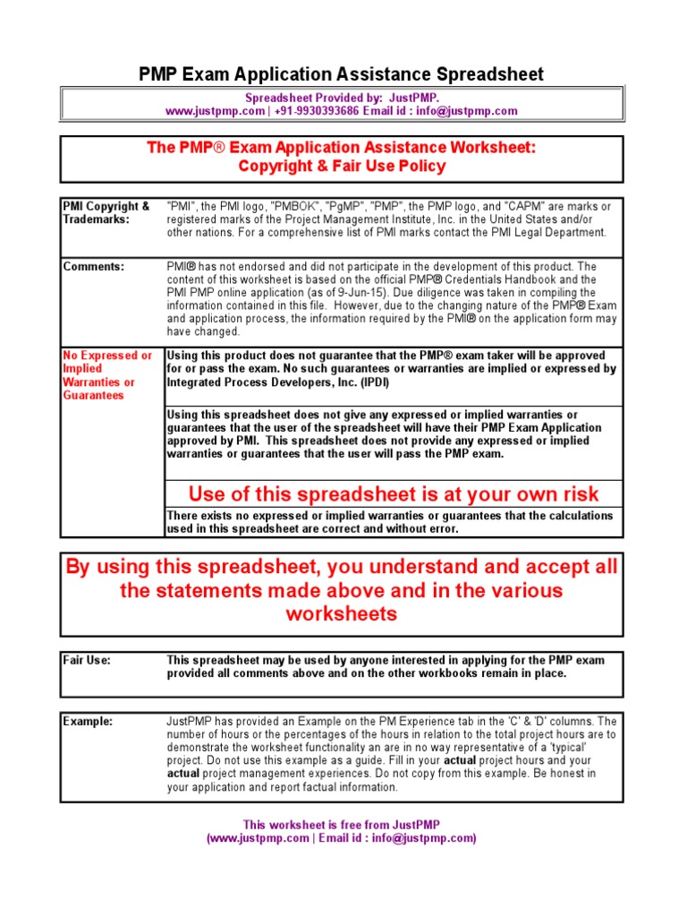 Pmp Certification Hours Worksheet 30