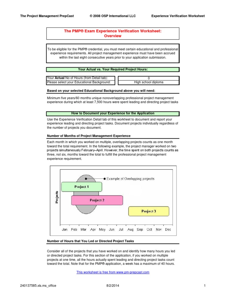 Pmp Certification Hours Worksheet 37