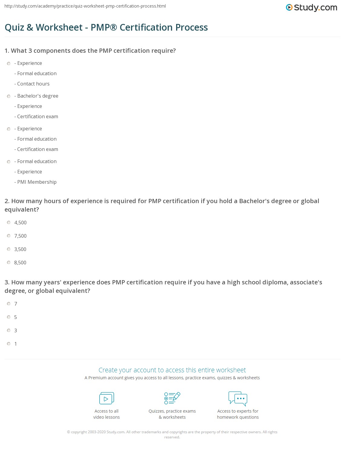 Pmp Certification Hours Worksheet 43