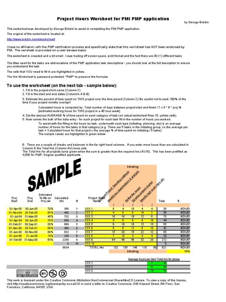 Pmp Certification Hours Worksheet 44