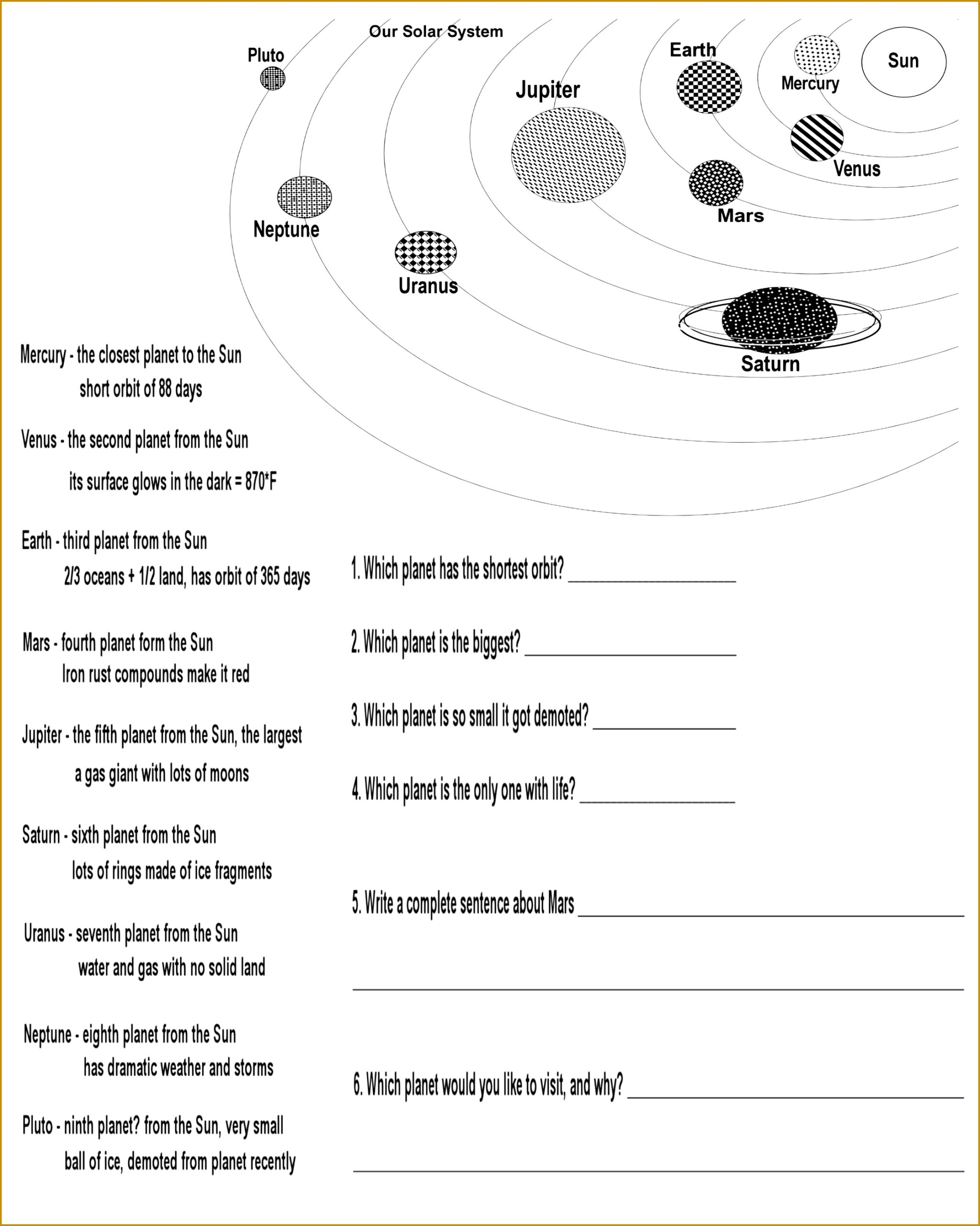 Solar System Labeling Worksheet 24