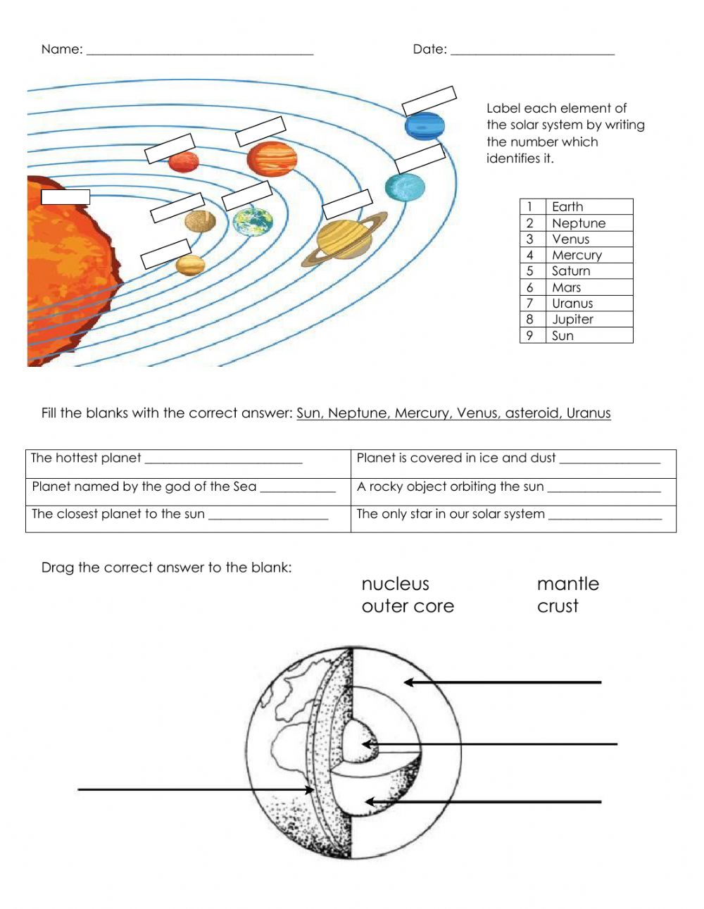 Solar System Labeling Worksheet 33