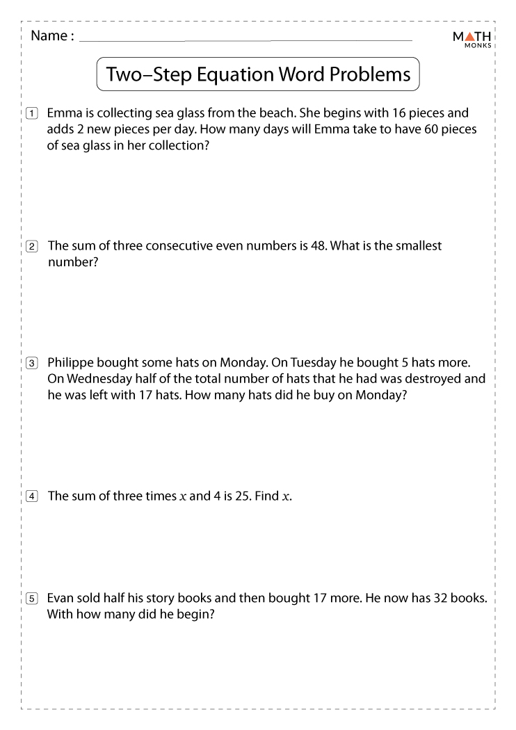 Two Step Equations Worksheet With Answers 1