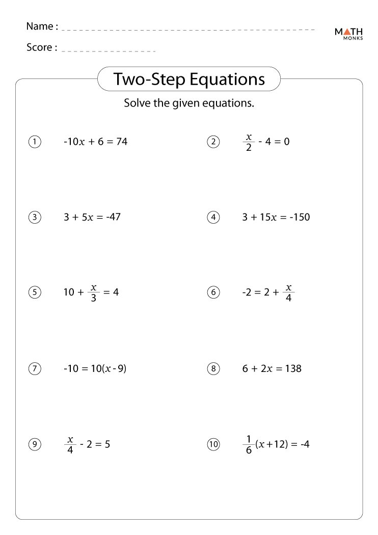 Two Step Equations Worksheet With Answers 14