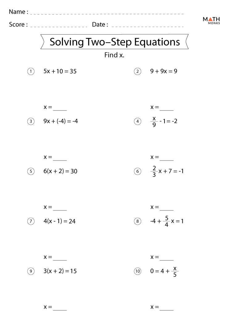 Two Step Equations Worksheet With Answers 19