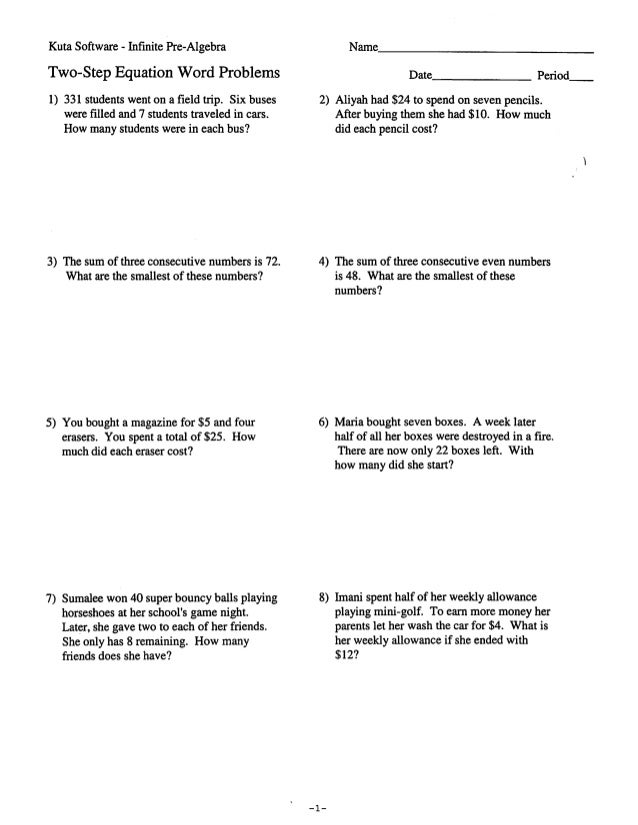 Two Step Equations Worksheet With Answers 20