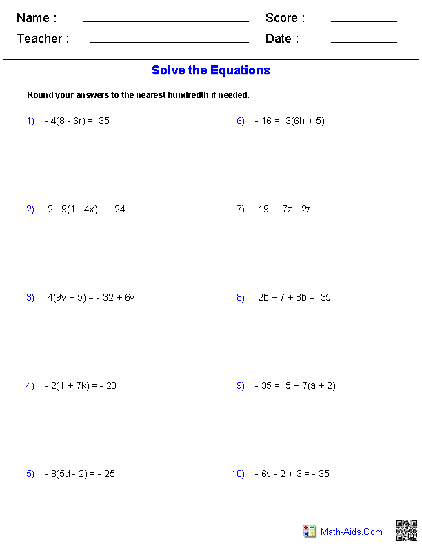 Two Step Equations Worksheet With Answers 23