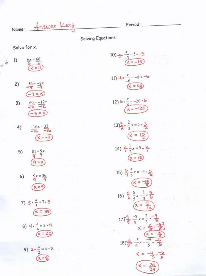 Two Step Equations Worksheet With Answers 24