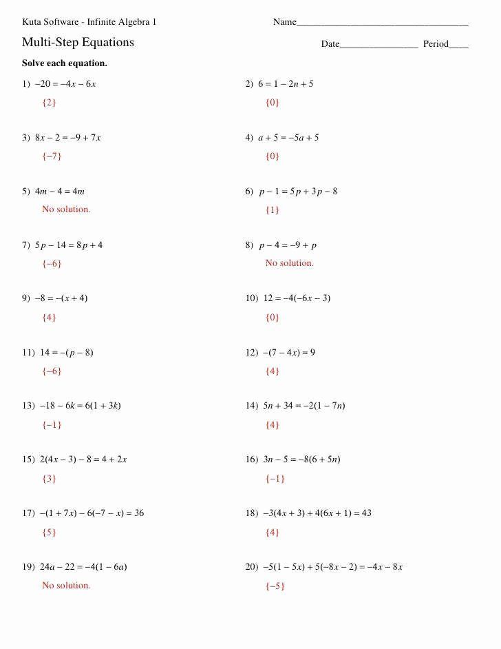 Two Step Equations Worksheet With Answers 26