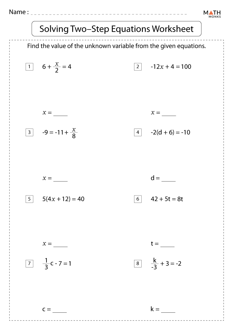 Two Step Equations Worksheet With Answers 29