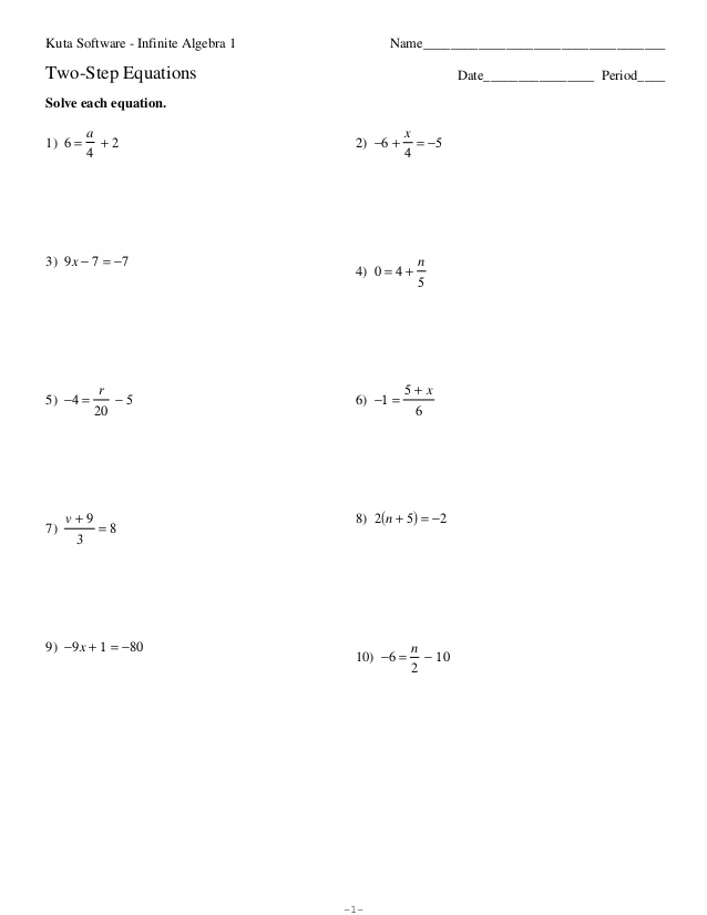 Two Step Equations Worksheet With Answers 32