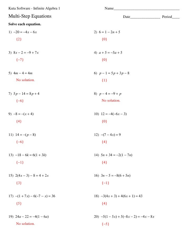 Two Step Equations Worksheet With Answers 36